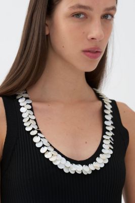 Women's Mother of Pearl Beaded Knit Top