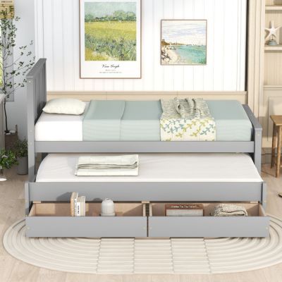 Streamdale Twin Size Platform Bed With Trundle And Drawers