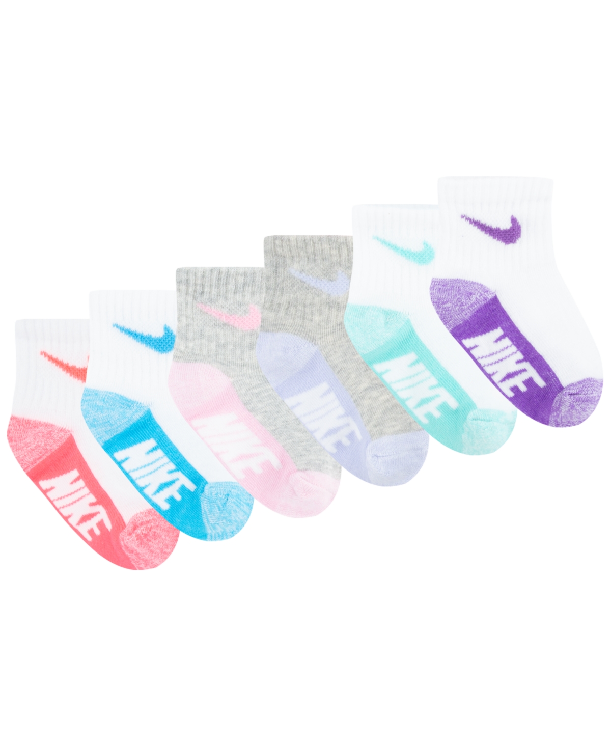 Nike Baby and Toddler Boys or Girls Multi Logo Socks, Pack of 6 -/ Pink