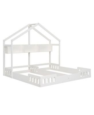 Twin Platform Beds with Shelves and Guardrails