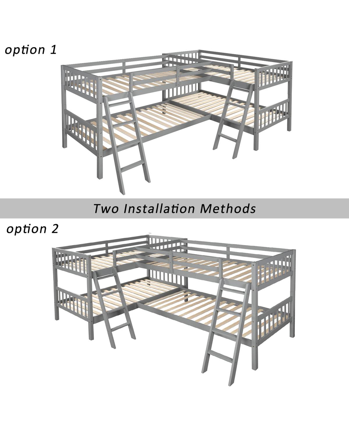 Streamdale Furniture L-Shaped Bunk Bed With Ladder, Twin