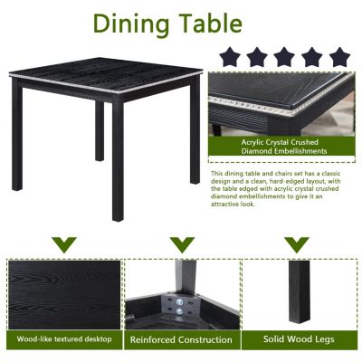  Contemporary Elegance Wooden Dining Table and Upholstered Chairs