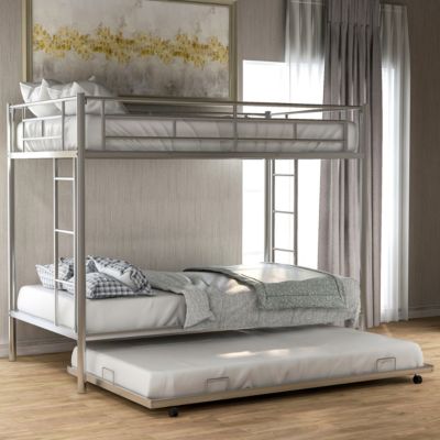 Twin Over Twin Bunk Bed With Trundle, Silver