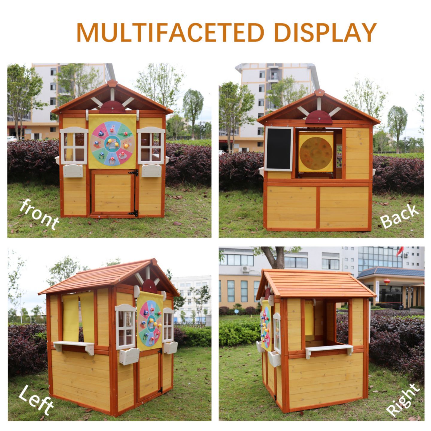 Детская игрушка Streamdale Furniture Outdoor Playhouse with Working Doors and Windows, Fir Wood, 39"L x 33.7"W x 50.9"H, Ages 3-8, цвет: Натуральный — фото 3