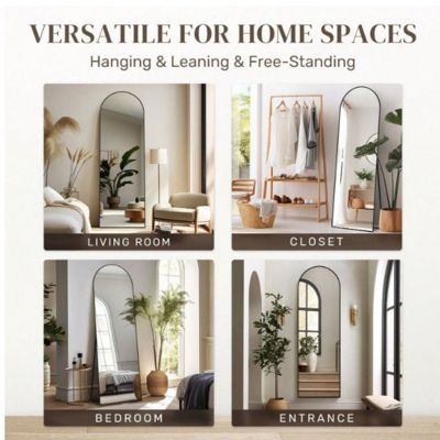 Arched Free Stand Mirror 18"x58" in Black