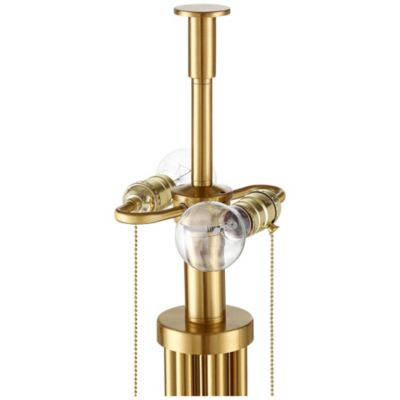 Granview Modern Floor Lamp 70 1/2" Tall Brass Metal Sheer Organza Outer Linen Inner Drum Shade for Living Room Bedroom Office Home