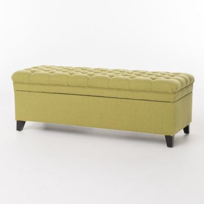 Streamdale JULIANA FABRIC STORAGE OTTOMAN Green, 50" x 20.5" x 18.2