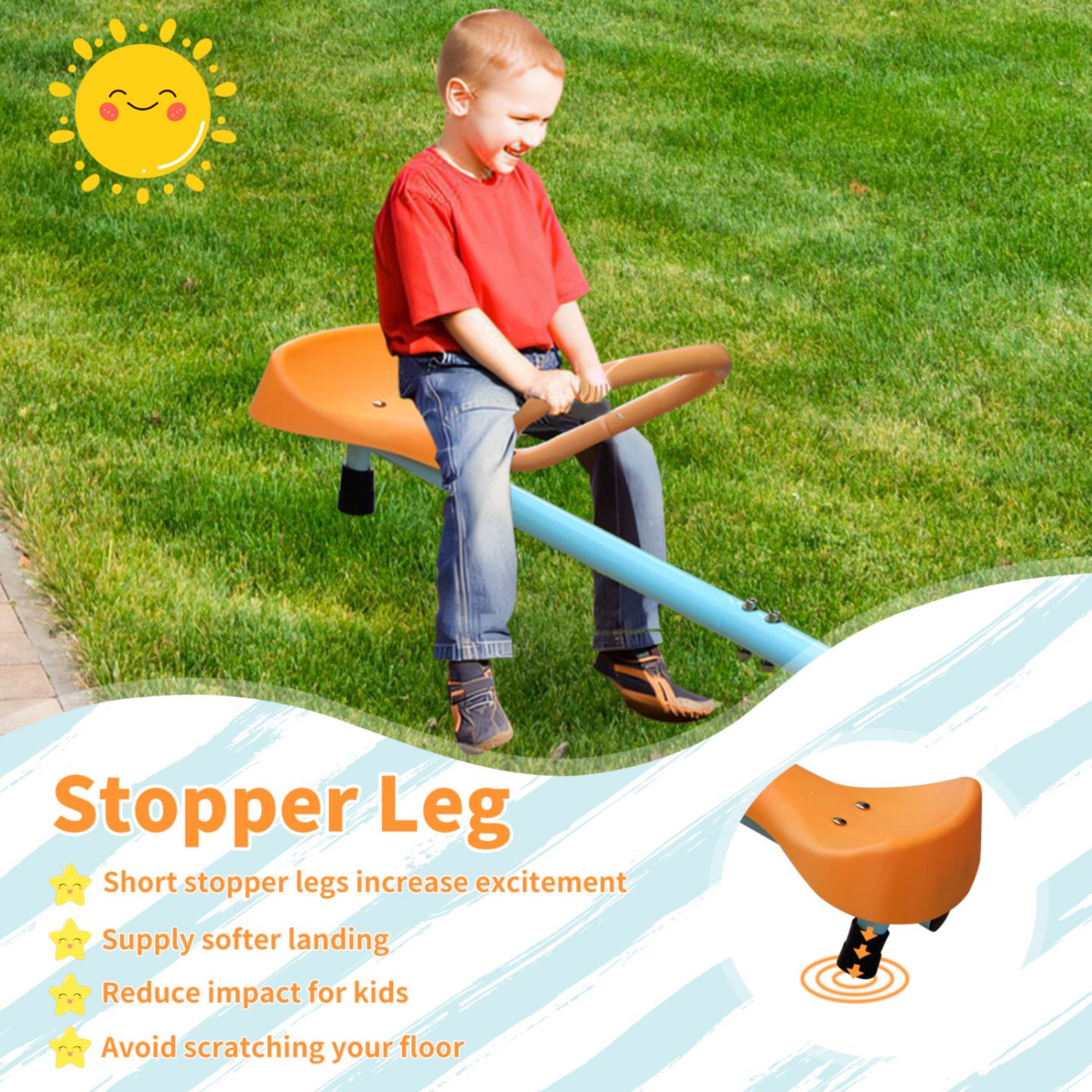 Детская игрушка Streamdale Furniture Spinning Seesaw and Swivel Teeter Totter, Stainless Steel, 4-Seat, Ages 3-8, цвет: Разноцветный — фото 2