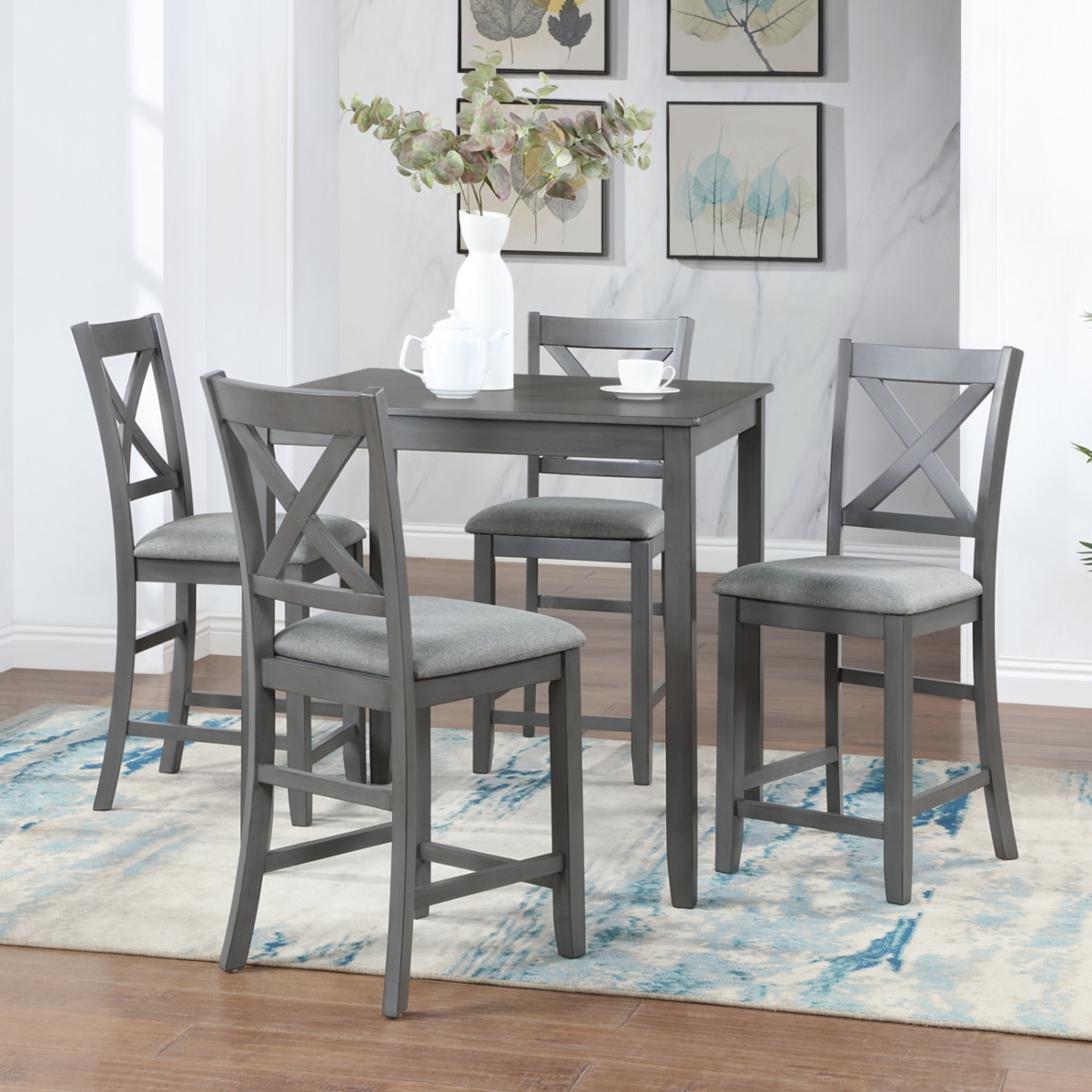 Streamdale Furniture 5-Piece Solid Wood Counter Height Dining Set Sophistication for Modern Living