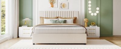 Streamdale Queen Platform Bed with 2 Drawers and Trundle