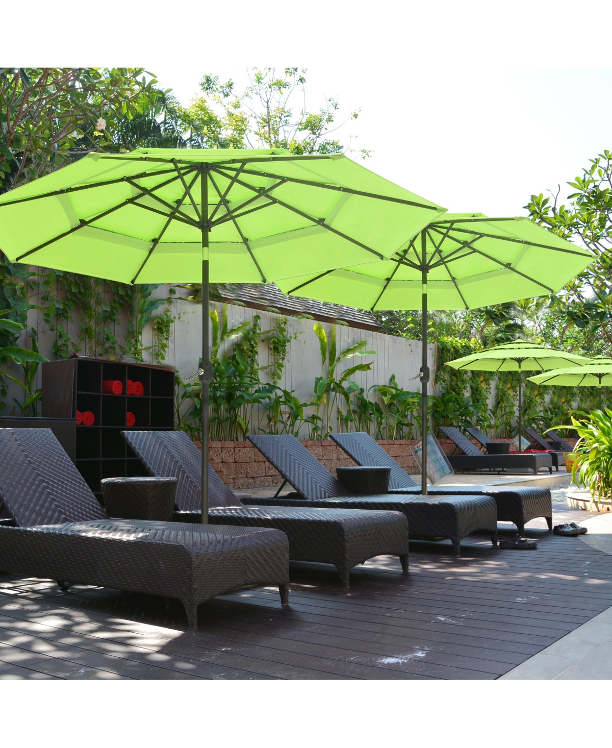 Yescom 3 Tier Patio Umbrella with Crank Handle Push to Tilt Hotel Pool
