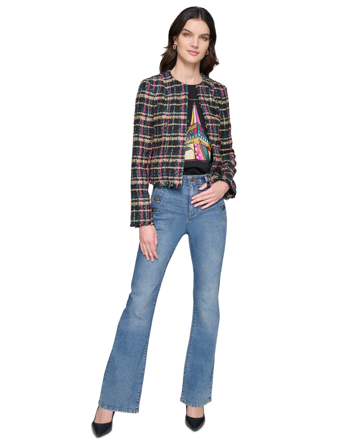 Karl Lagerfeld Paris Women's Petite Tweed Jacket