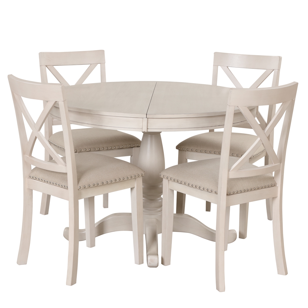 Streamdale Furniture Modern Dining Table Set For 4, Round Table And 4 Kitchen Room Chairs, 5 Piece Kitchen Table