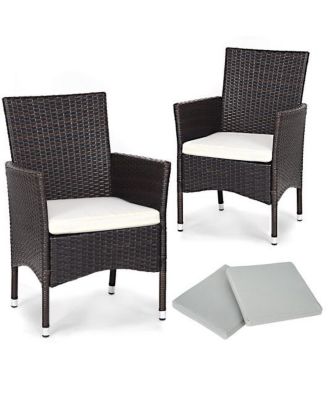 2 pcs Dining Chairs Set with 2 Cushion Covers