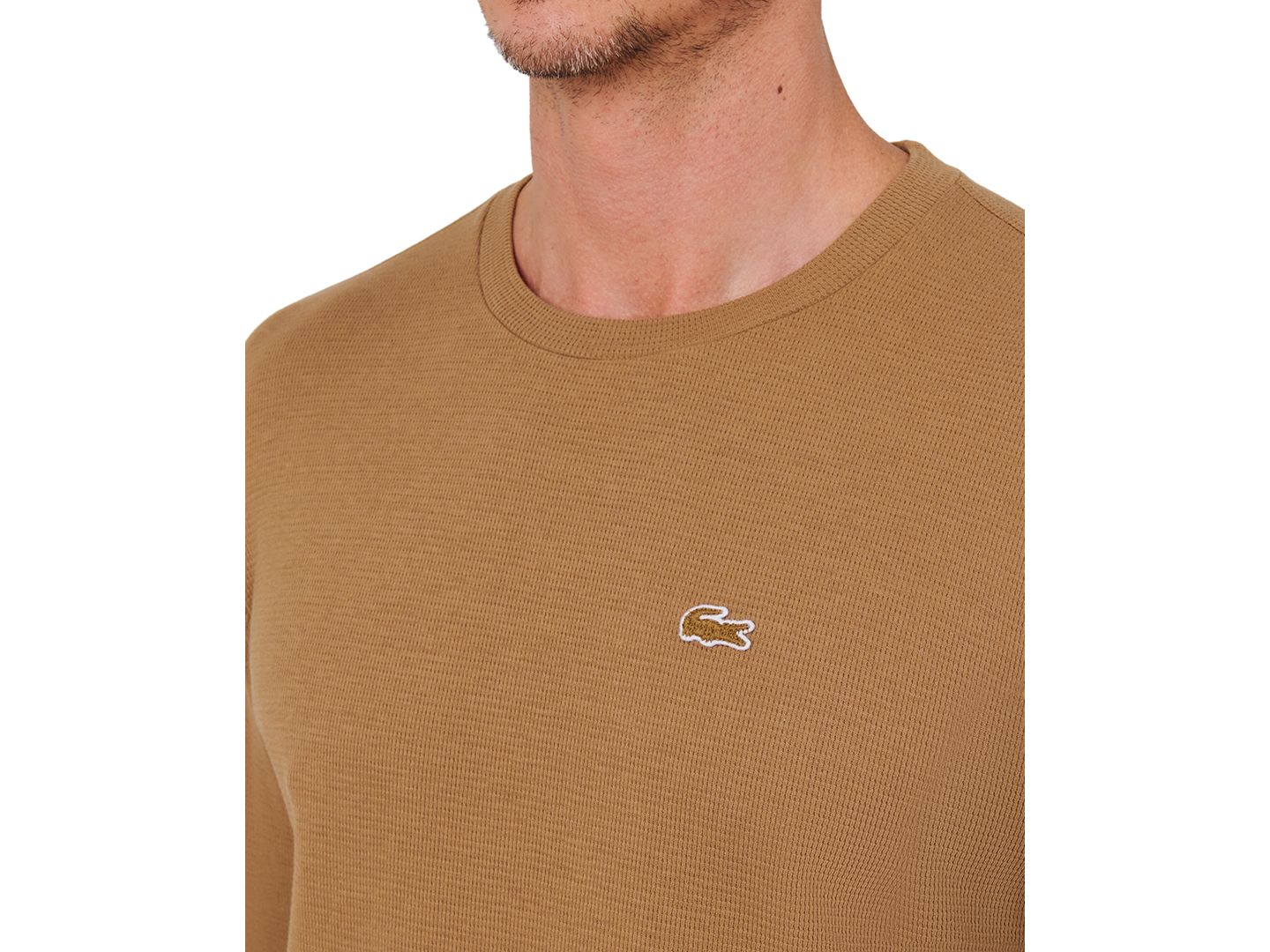 Сорочка для мужчин, вафельная ткань, термоткань — Lacoste, цвет: Бежевый — фото 2