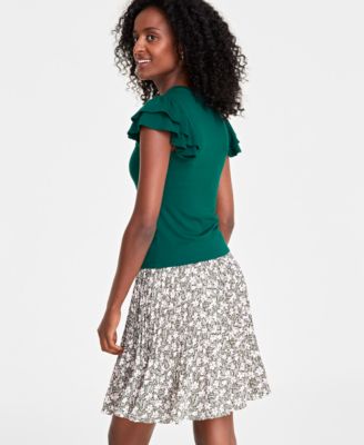 Женский топ в рубчик с развевающимися рукавами On 34th, созданный для Macy's