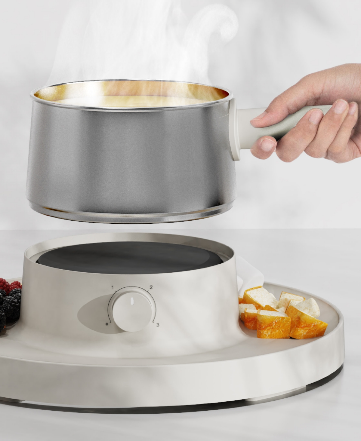 Sharper Image 1-qt. Electric Fondue Maker Set In White