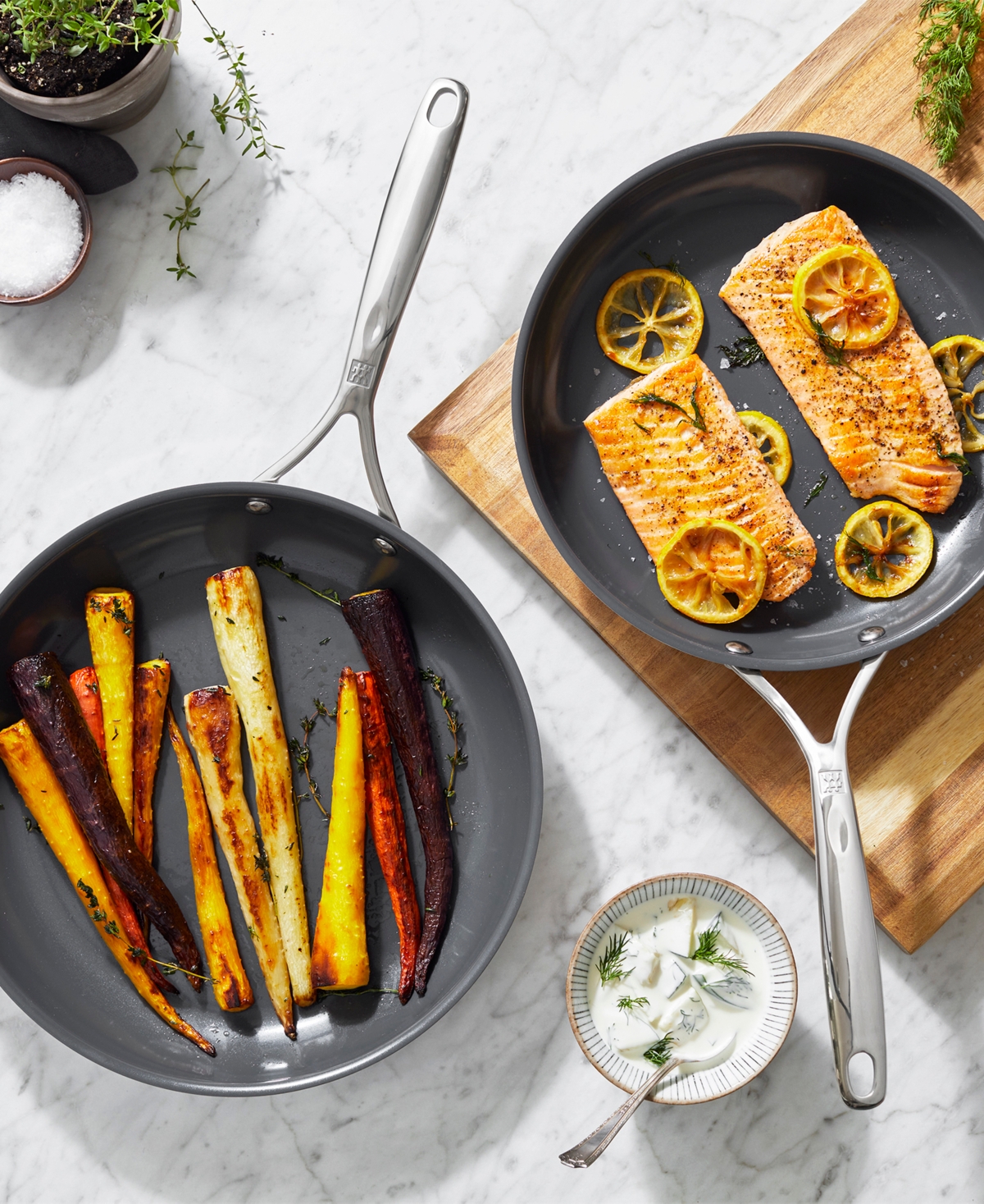 Zwilling Energy Plus 2-pc Stainless Steel Ceramic Nonstick 10-in & 12-in Fry Pan Set In Stainless Steel,grey