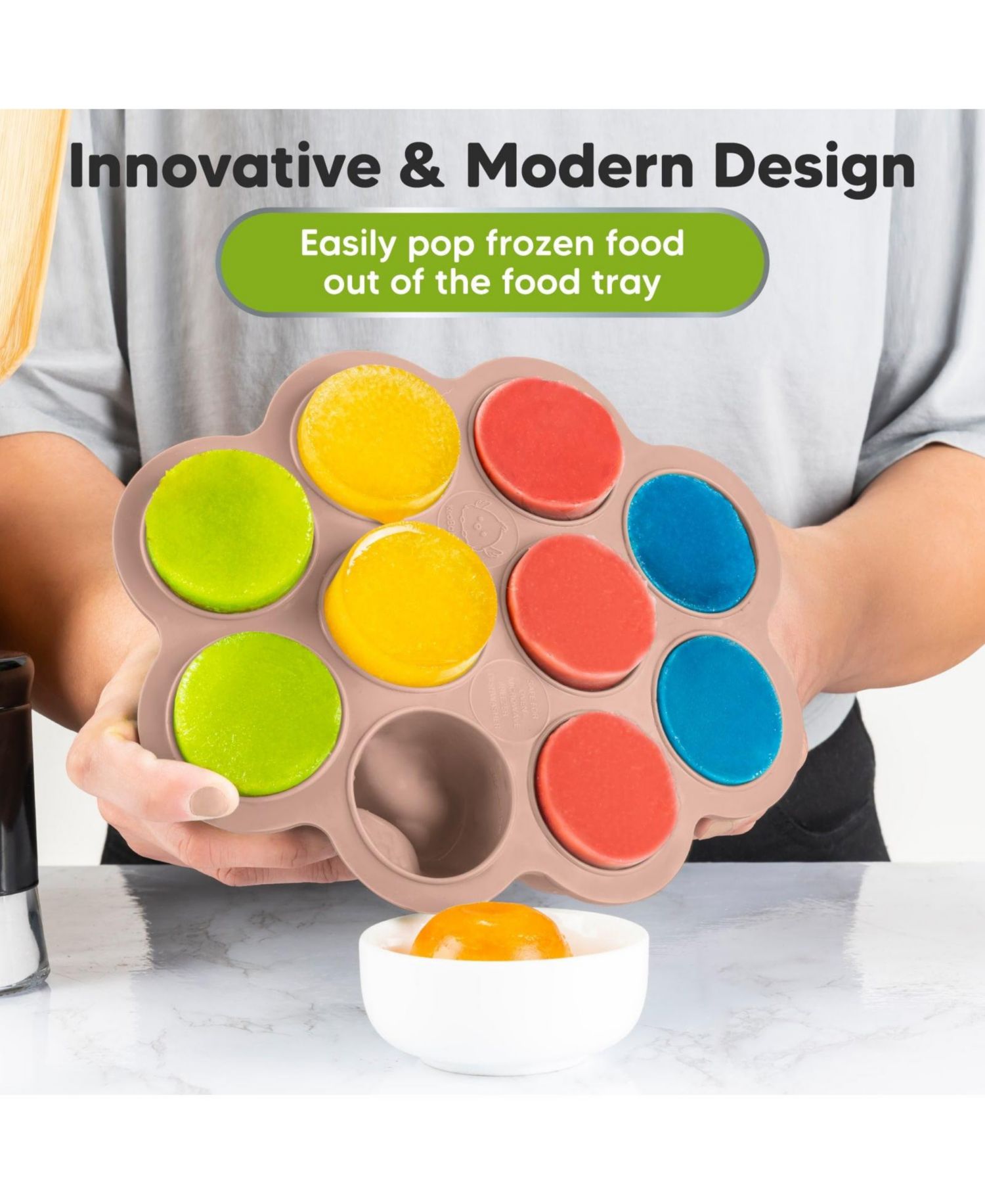 Prep Silicone Baby Food Freezer Tray with Clip-on Lid, 2oz x 10 Silicone Freezer Molds, BPA-Free Baby Food Storage