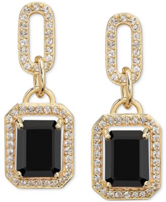 Amethyst (4-3/8 ct. t.w.) & White Topaz (1-1/6 ct. t.w.) Framed Dangle Drop Earrings in 14k Gold-Plated Sterling Silver (Also in Sky Blue Topaz, Onyx & Citrine)