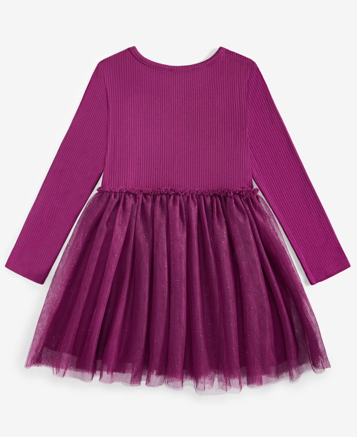 Epic Threads Toddler Girls Long-Sleeve Ribbed Glitter-Tulle Dress, Created for Macy's