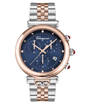 セールFerragamo Oraゴールドブレスレット＆ブラック腕時計40mm Ora Ferragamo Chronograph 40mm Rubber Band – Meridian
