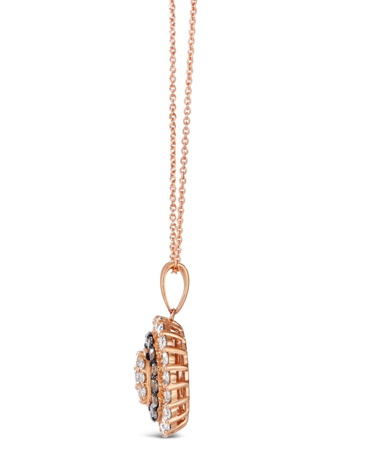 Le Vian Chocolate Diamond & Nude Diamond Oval Halo Adjustable 20" Pendant Necklace (1-1/2 Ct. T.w.) In 14k R In Gold