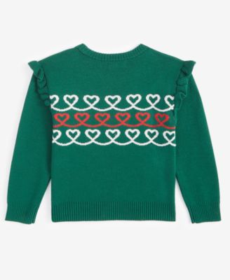 Toddler Girls Heart Ruffled Crewneck Sweater, Created for Macy's