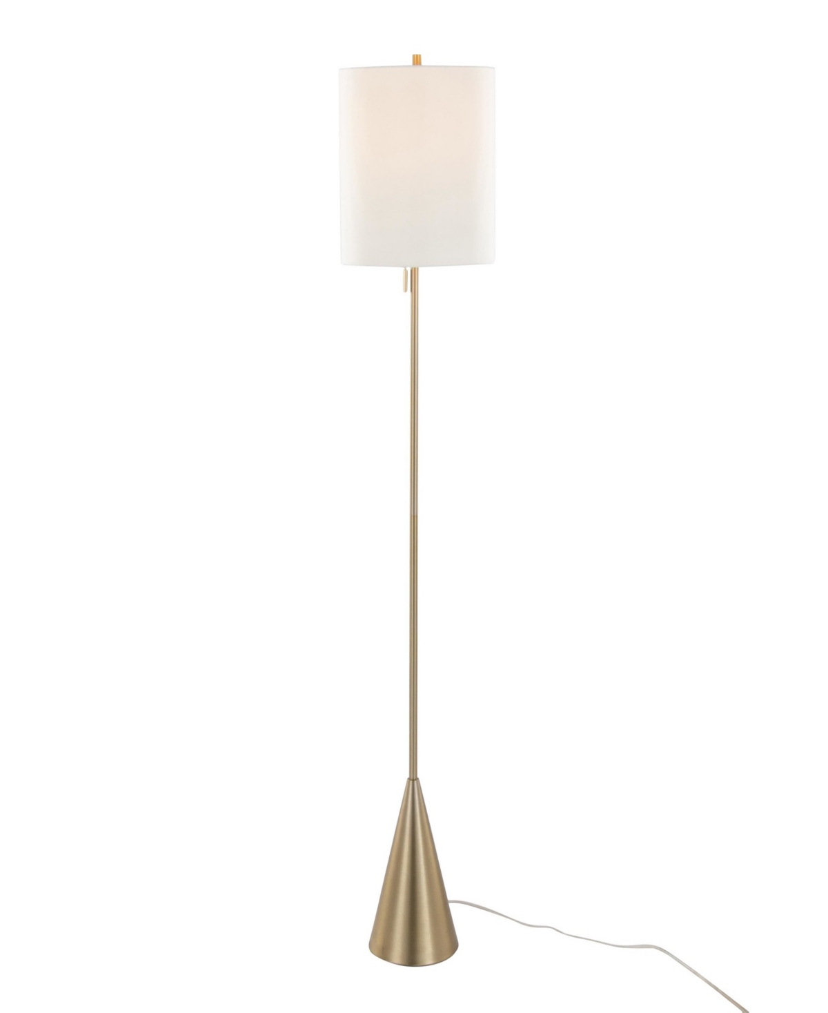 Lumisource Cone 64" Contemporary Metal Floor Lamp In Gold Metal,white Linen
