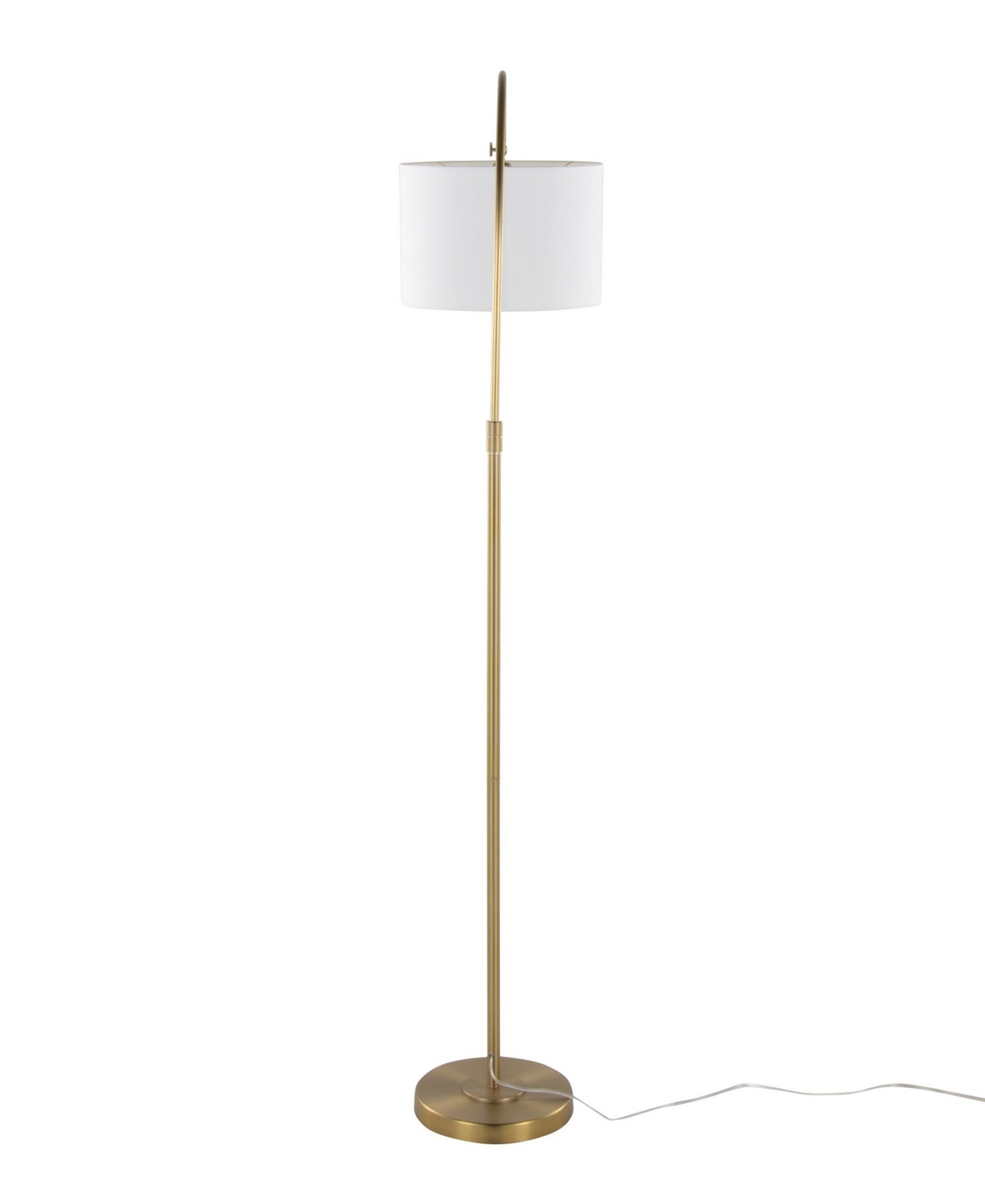 Lumisource Salon Reader 63" Contemporary Metal Floor Lamp In Gold Metal,white Linen