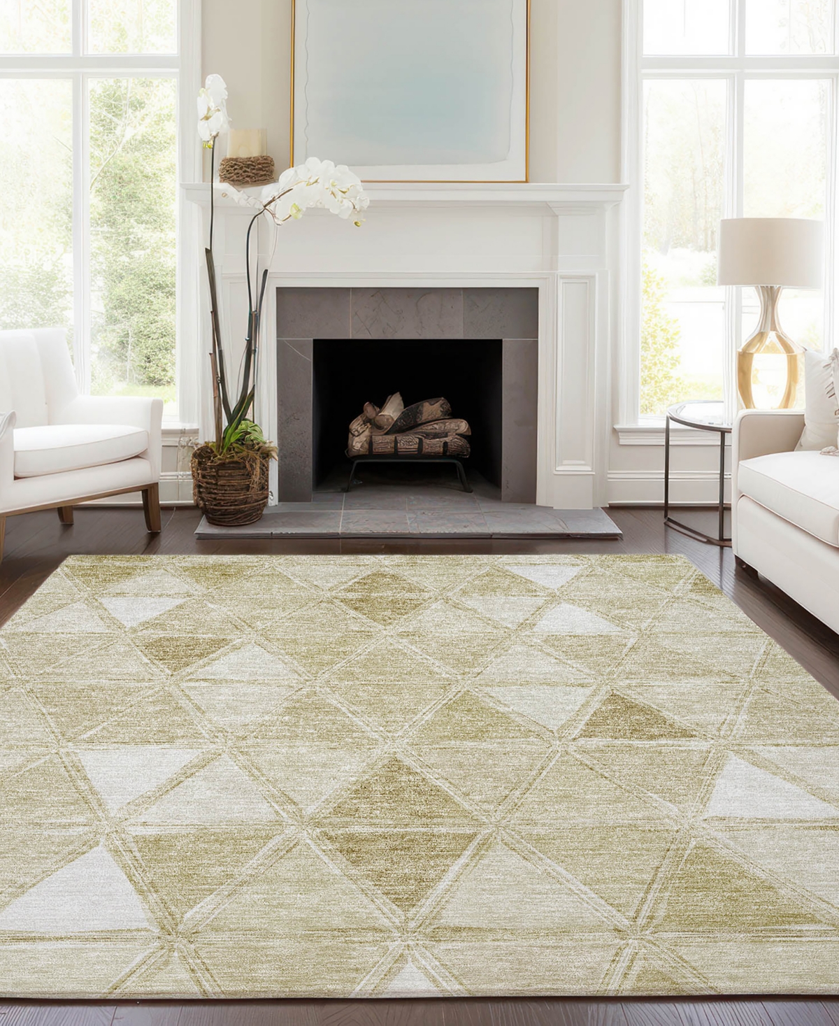 Addison Chantille Acn722 5'x7'6" Area Rug In Khaki