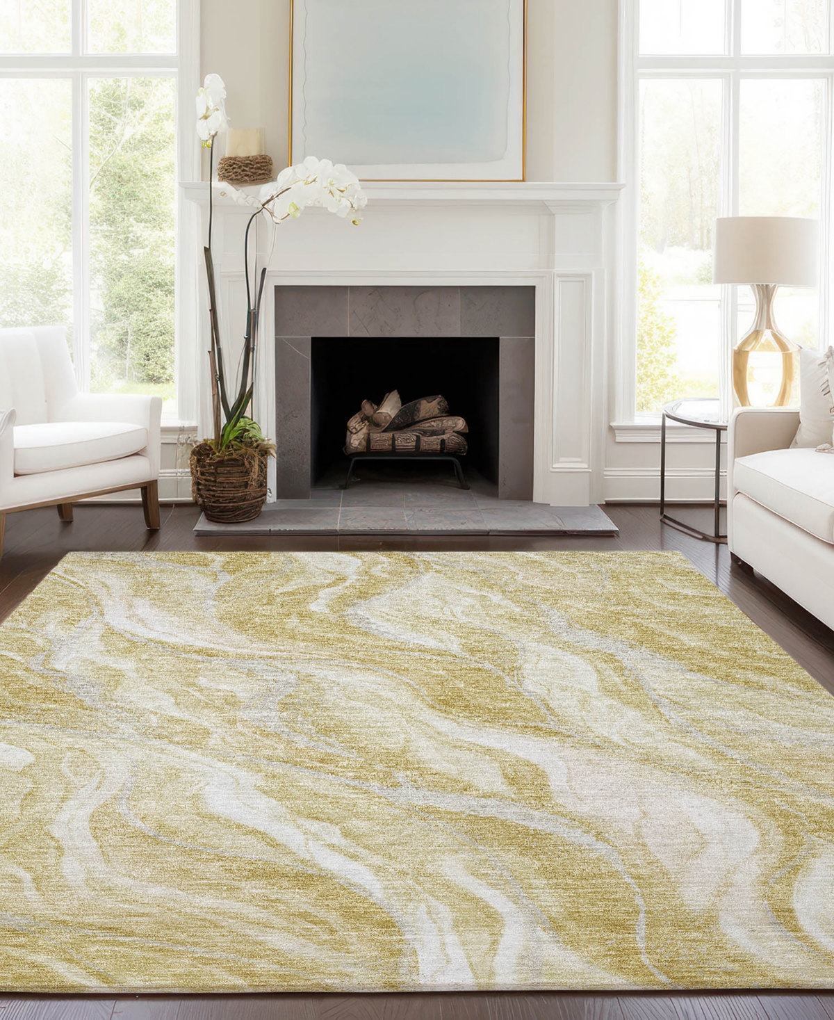 Addison Chantille Machine Washable Acn720 2'6"x3'10" Area Rug In Gold
