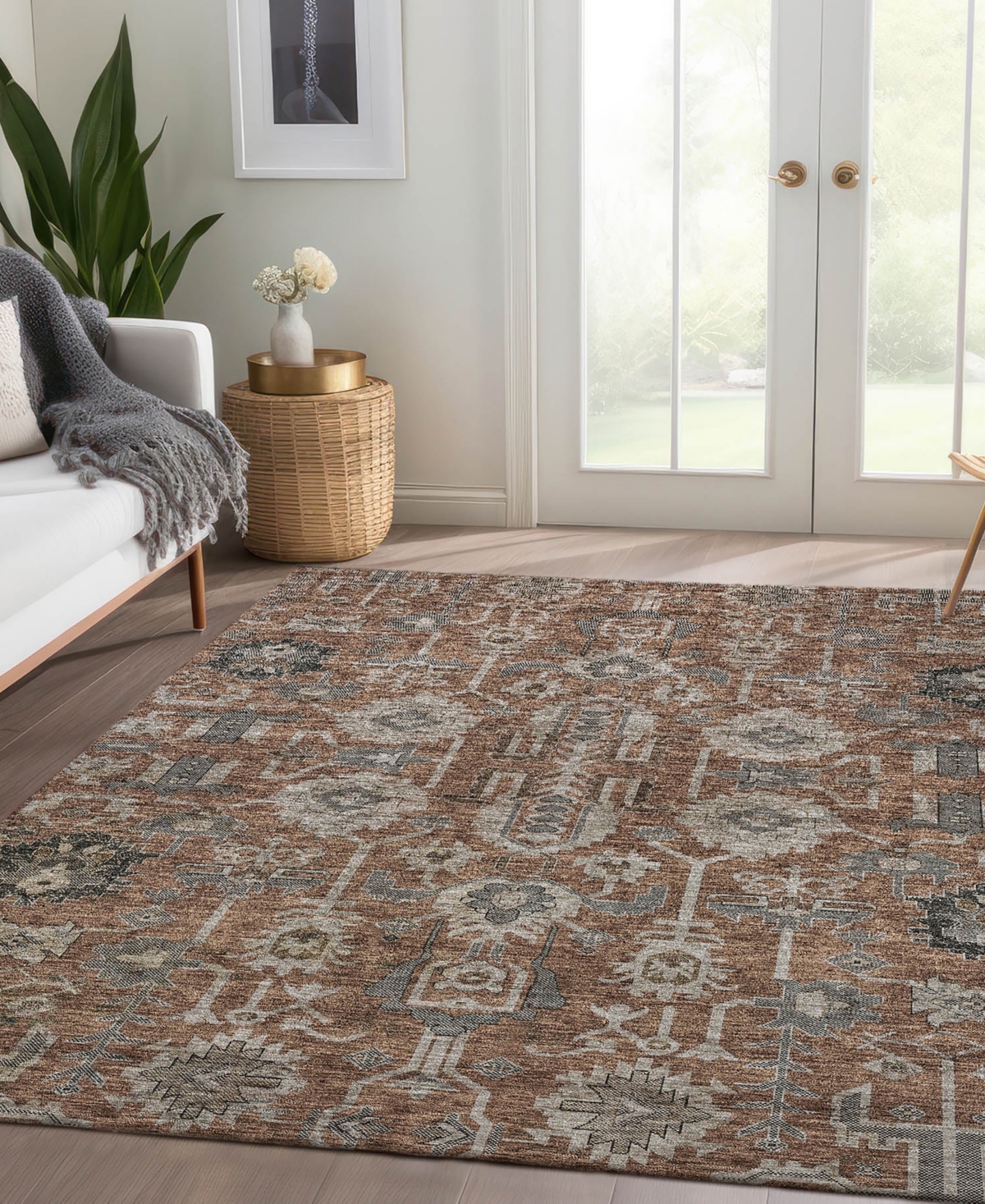Addison Chantille Acn697 8'x10' Area Rug In Paprika
