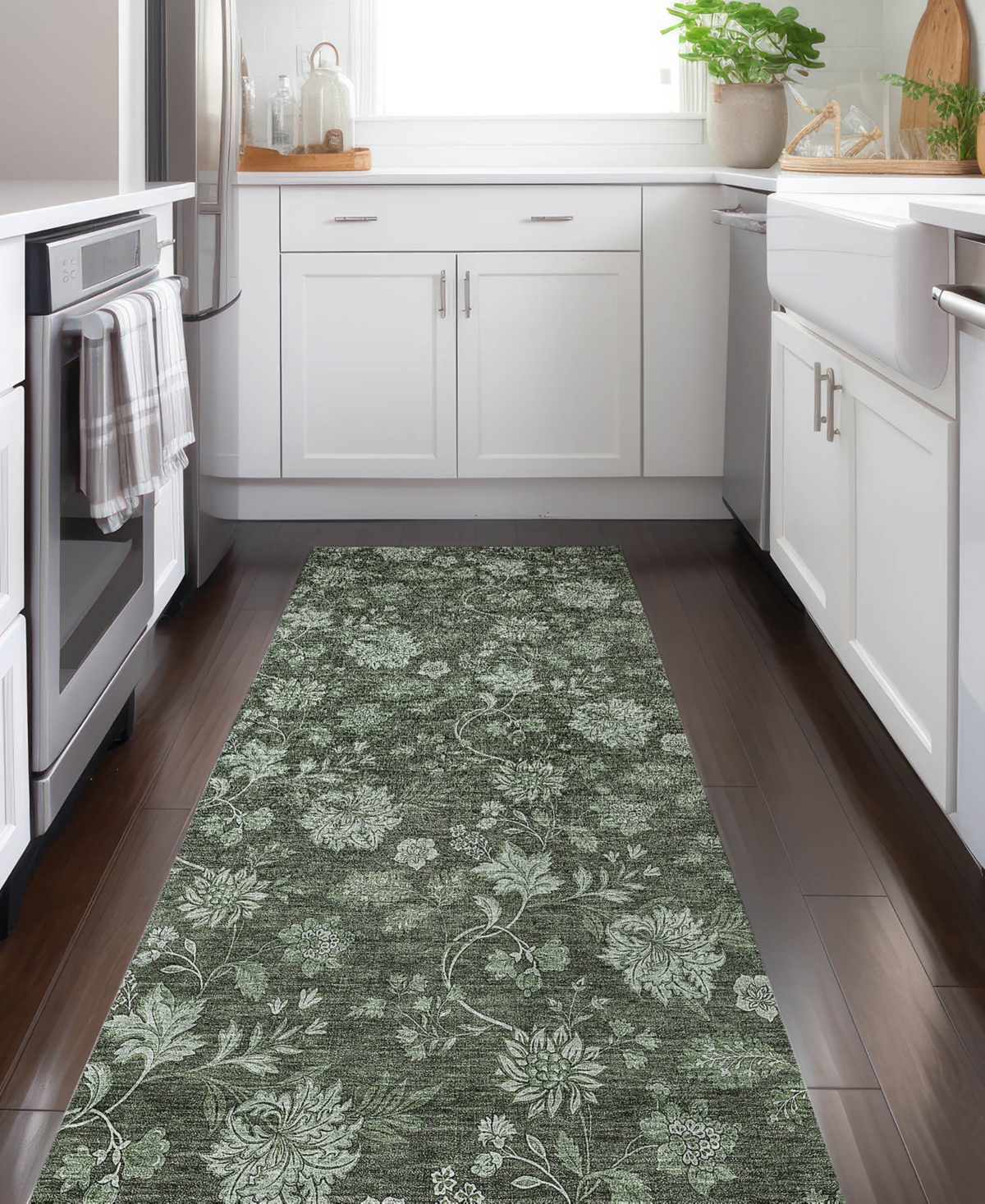 Addison Chantille Acn680 2'3"x7'6" Runner Area Rug In Olive
