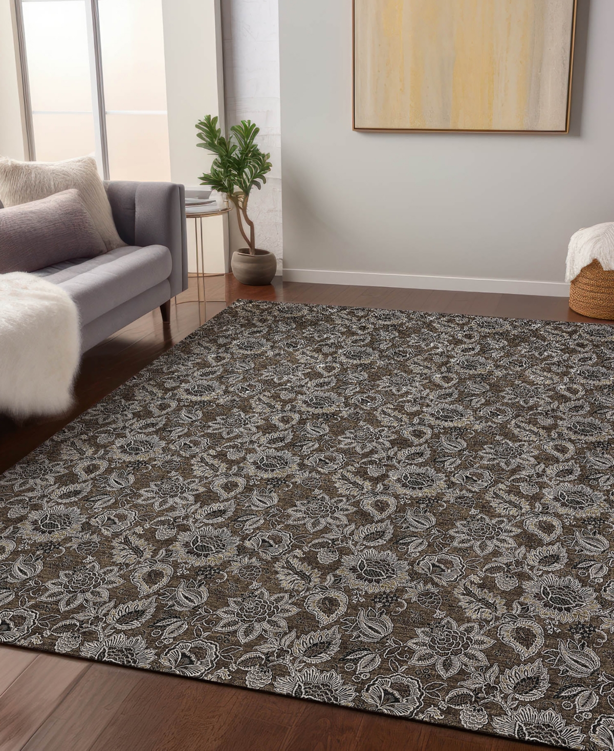 Addison Chantille Machine Washable Acn661 5'x7'6" Area Rug In Chocolate