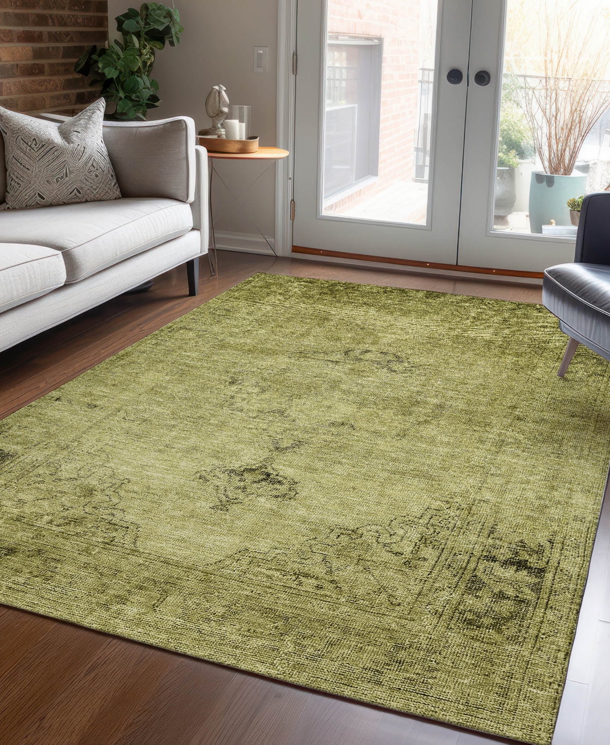 Addison Chantille Machine Washable Acn658 2'6"x3'10" Area Rug In Khaki