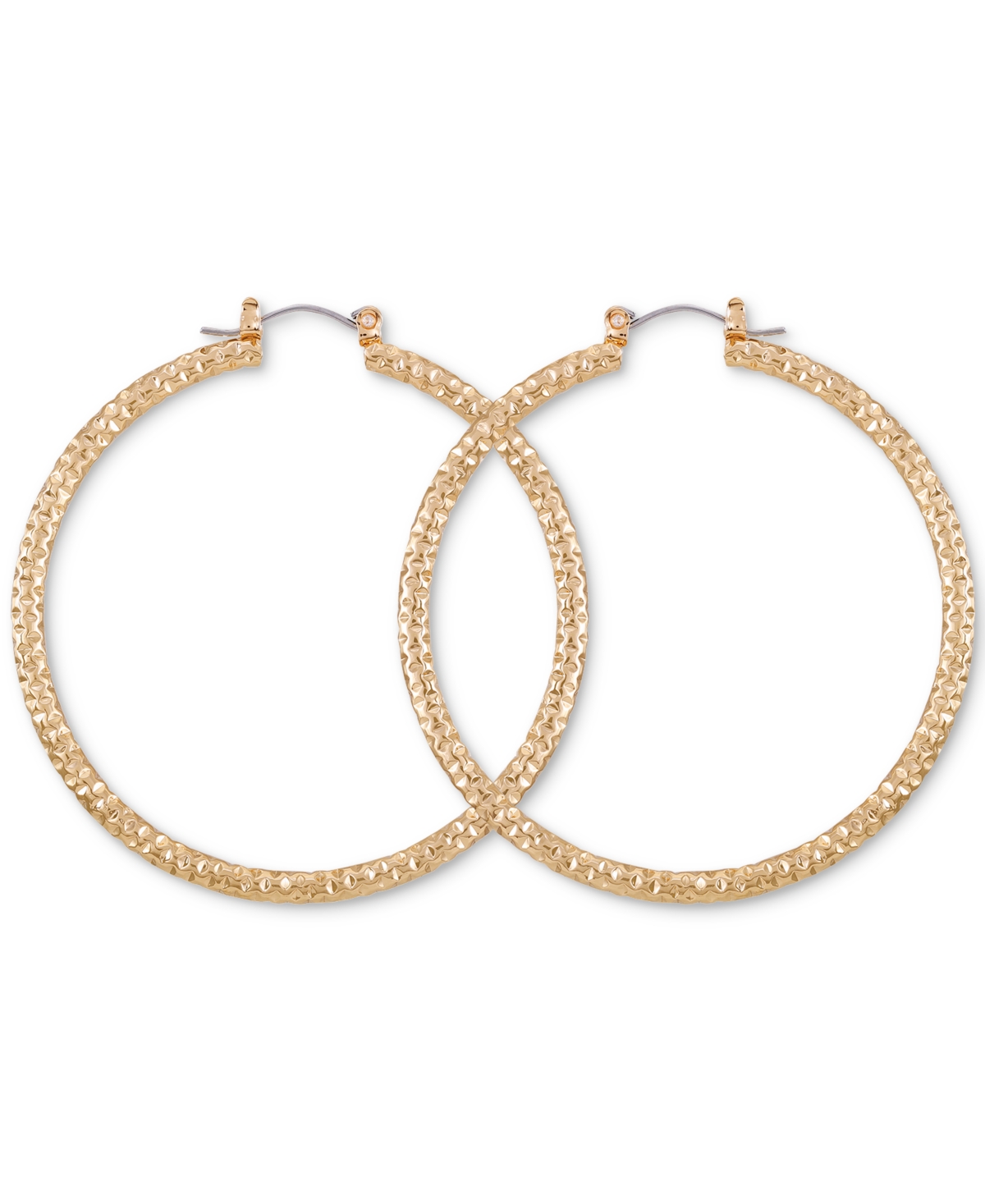 Gold-Tone Large Diamond-Cut Textured Hoop Earrings, 2.12" - Gold