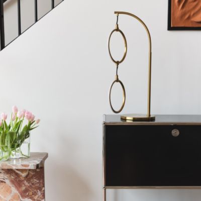 Nova Modern Hoops Dimmable LED Gold Table Lamp (24" )