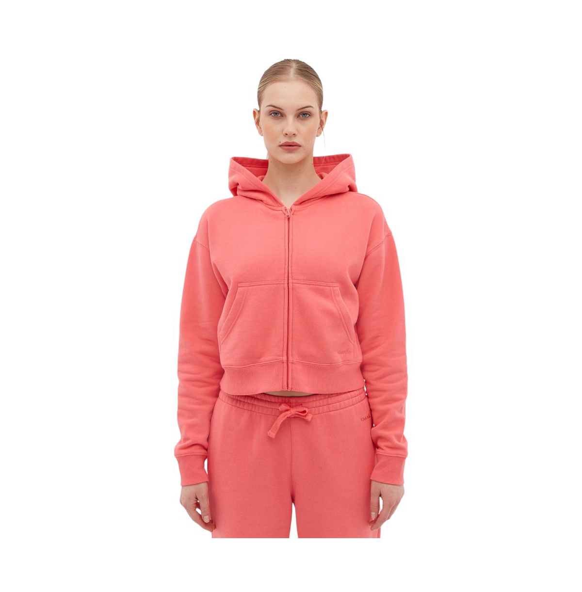 Women's Whitley Eco-Fleece Cropped Zip Hoodie - BLEH10502 - Coral punch
