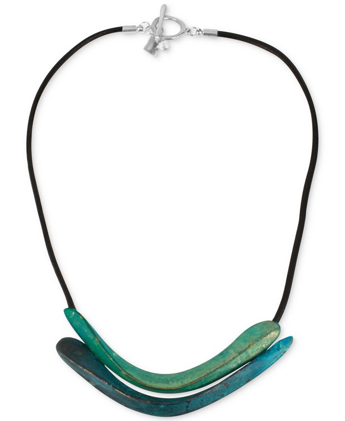 Robert Lee Morris Soho SilverTone Sculptural Double Row Patina Frontal