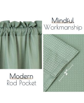 Waffle Weave Rod Pocket Kitchen Valance Curtain, 60" x 15"
