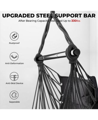 Hanging Rope Swing Chair with Soft Pillow and Cushions