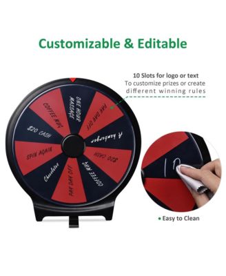 10" Double Sided Prize Wheel 10 Slots Spinning Game Dry Erase Carnival