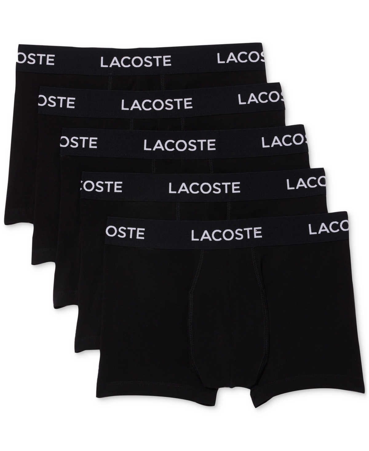 Lacoste Men's 5-pack Regular-fit Stretch Logo Band Trunk Underwear In Black Assorted