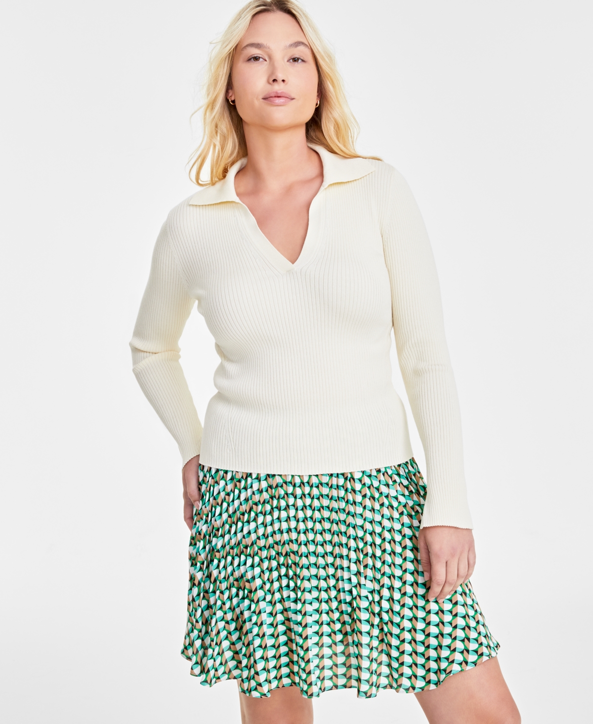 On 34th Women's Johnny Collar Ribbed Pullover, Created for Macy's