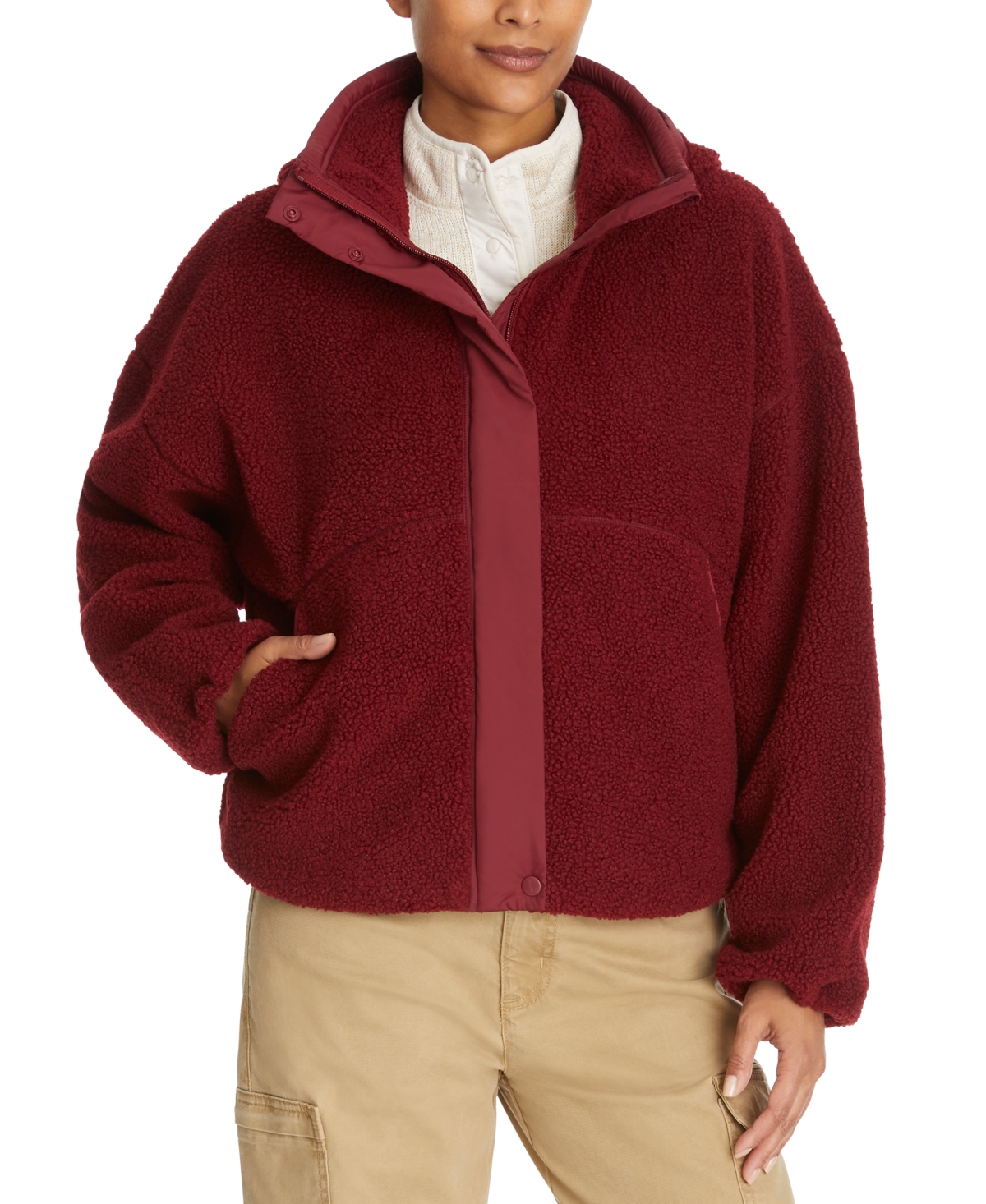 Women's Faux-Shearling Campfire Jacket - Cabernet