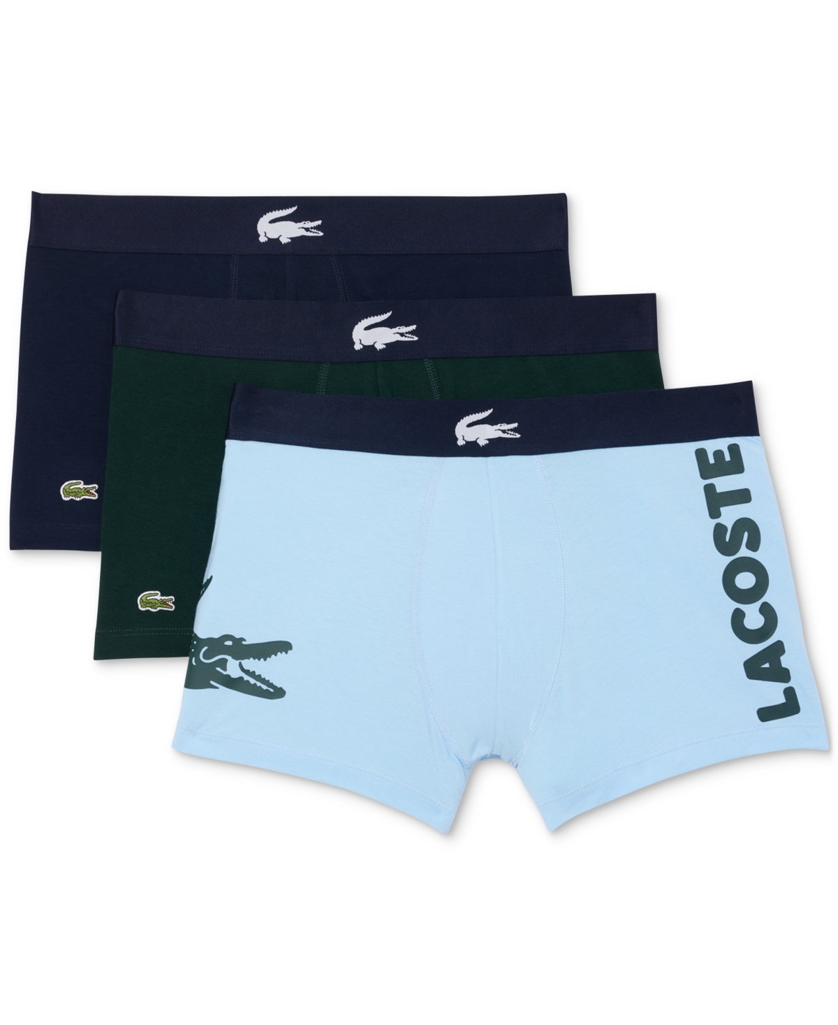 Men's 3-Pack Regular Fit Big Croc Logo Boxer Briefs - Navy/Red/Grey