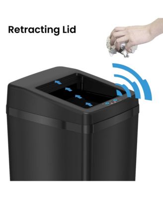 14 Gallon Stainless Steel Sliding Lid Sensor Trash Can with AbsorbX Odor Filter