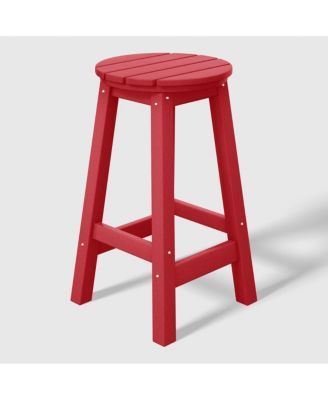 24" HDPE Outdoor Patio Round Counter Height  Stool Set of 2