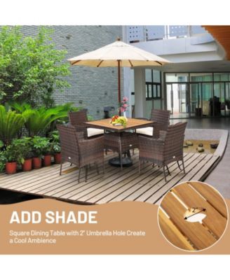 5 Pieces Wicker Patio Dining Set with 4 Armrest Chairs